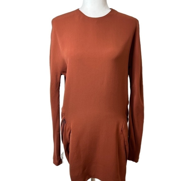 Haider Ackermann Silk Terra Cotta Draped Bottom Zip Top Dress Made in 🇫🇷 36 - Picture 4 of 13